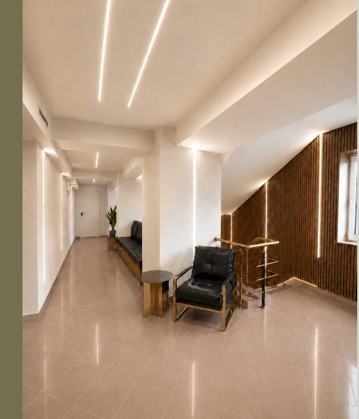 Zona de așteptare V222 cu mobilier auriu